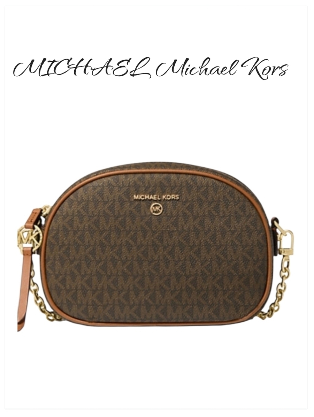 Michael Kors Jet Set Small Signature Logo Oval Camera Crossbody Purse